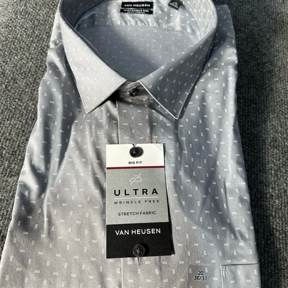 Van Heusen Big & Tall Ultra Wrinkle Free Stretch Dress Shirt SZ 36/37 NWT - Picture 2 of 3